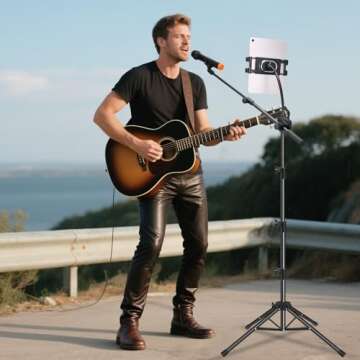 Adjustable Mic Stand with Tablet Holder for All Use