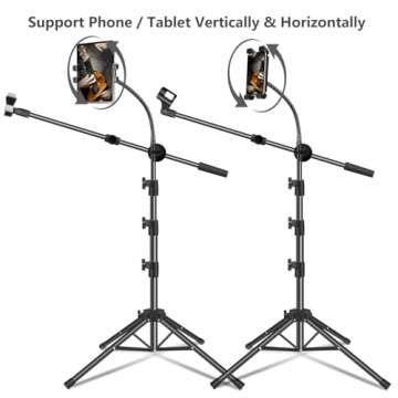 Adjustable Mic Stand with Tablet Holder for All Use