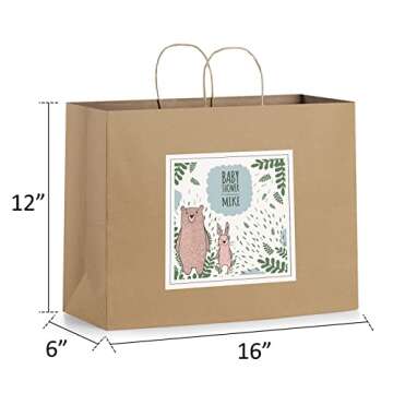 Eupako 16x6x12 Paper Bags, Brown Large Paper Bags with Handles Bulk, Kraft Grocery Bags, Paper Shopping Bags, Merchandise Bags, Retail Bags (Pack of 50)