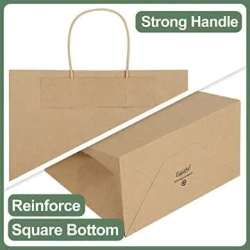 Eupako 16x6x12 Paper Bags, Brown Large Paper Bags with Handles Bulk, Kraft Grocery Bags, Paper Shopping Bags, Merchandise Bags, Retail Bags (Pack of 50)