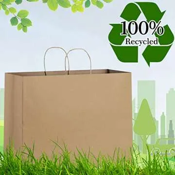 Eupako 16x6x12 Paper Bags, Brown Large Paper Bags with Handles Bulk, Kraft Grocery Bags, Paper Shopping Bags, Merchandise Bags, Retail Bags (Pack of 50)