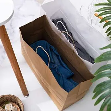 Eupako 16x6x12 Paper Bags, Brown Large Paper Bags with Handles Bulk, Kraft Grocery Bags, Paper Shopping Bags, Merchandise Bags, Retail Bags (Pack of 50)