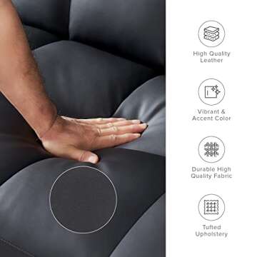 mopio Aaron Couch, Small Futon Sofa Bed, Sleeper, Loveseat, Mid Century Modern Futon Couch, Sofa Cama, Couches for Living Room, Bedroom (Midnight Black, Faux Leather)