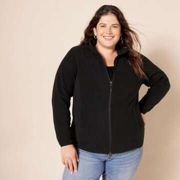 Amazon Essentials Women's Full-Zip Polar Fleece Jacket - Discontinued Colors, Black, Large