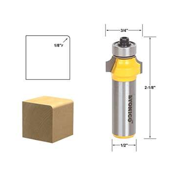 YONICO 13161 1/8-Inch Radius Round Over Edge Forming Router Bit 1/2-Inch Shank