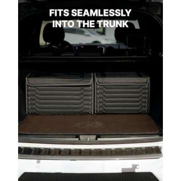 Owleys Foldable Trunk Organizer For Car - Trunk Organizers Car Storage - Collapsible Auto Trunk Organizer With Lid - Small And Large Cargo Organizer - Trunk Organization (Highway 17)