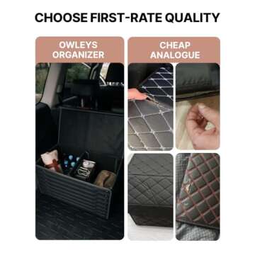 Owleys Foldable Trunk Organizer For Car - Trunk Organizers Car Storage - Collapsible Auto Trunk Organizer With Lid - Small And Large Cargo Organizer - Trunk Organization (Highway 17)