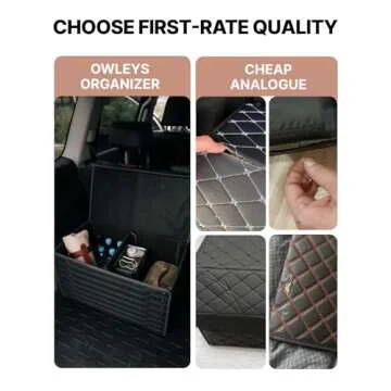 Owleys Foldable Trunk Organizer For Car - Trunk Organizers Car Storage - Collapsible Auto Trunk Organizer With Lid - Small And Large Cargo Organizer - Trunk Organization (Highway 17)