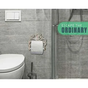 Decorative Cast Iron Octopus Toilet Paper Roll Holder – Wall Mounted Octopus Décor for Bathroom – Kraken, Nautical Bathroom Accessories – Easy to Install with Included Screws and Anchors - Rust White
