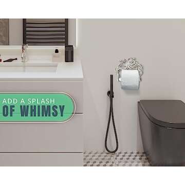 Decorative Cast Iron Octopus Toilet Paper Roll Holder – Wall Mounted Octopus Décor for Bathroom – Kraken, Nautical Bathroom Accessories – Easy to Install with Included Screws and Anchors - Rust White