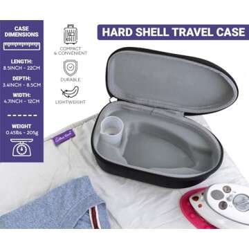 The Quilted Bear Mini Iron - Lightweight Mini Steam Iron with Ceramic Sole Base Plate & Temperature Gauge for Quilting, Crafts or use as a Travel Steamer (Black Case)