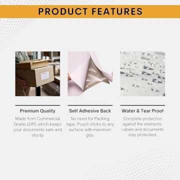 100 Pack 7"x10" Shipping Label Sleeves - Packing Slip Envelope Pouches with Self-Adhesive Peel & Seal - Clear Unprinted Plastic & Waterproof Mailing List Holder Ideal for Invoice, Documents & Labels