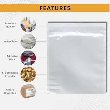 100 Pack 7"x10" Shipping Label Sleeves - Packing Slip Envelope Pouches with Self-Adhesive Peel & Seal - Clear Unprinted Plastic & Waterproof Mailing List Holder Ideal for Invoice, Documents & Labels