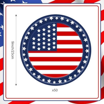 50 PCS Patriotic Oval Paper Plates for 4th of July