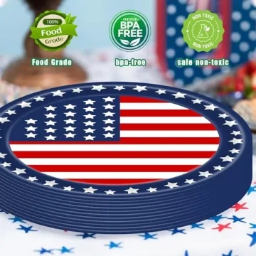 50 PCS Patriotic Oval Paper Plates for 4th of July