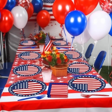 50 PCS Patriotic Oval Paper Plates for 4th of July