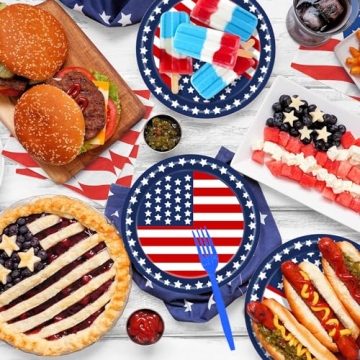 50 PCS Patriotic Oval Paper Plates for 4th of July
