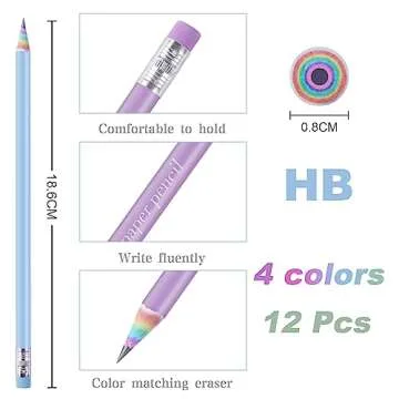 Ainiv Eco-friendly Rainbow Paper Pencils for Creative Minds
