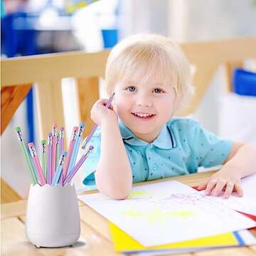 Ainiv 12PCS Eco-friendly Wood & Plastic Free Recycled Rainbow Paper Pencils #2 HB Pencils Number 2 Pencils Erasers Toppers with Pencil Sharpener, Macaron Colored Pencils for School and Office Supplies