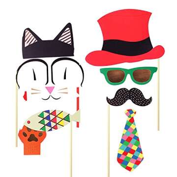 7-gost 36PCS Circus Clown Birthday Party Masks Photo Booth Props Mustache On A Stick