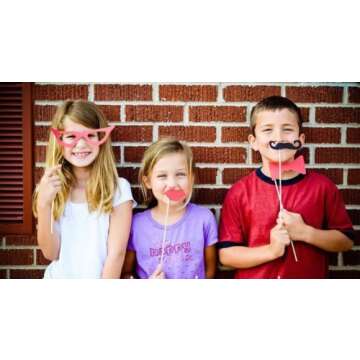 7-gost 36PCS Circus Clown Birthday Party Masks Photo Booth Props Mustache On A Stick