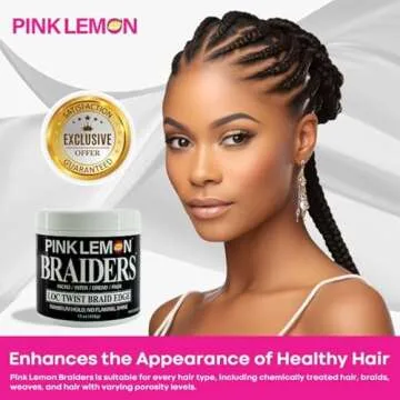 PINK LEMON Braiders (15 oz) - Maximum Hold, No Flaking, Long Lasting Hold, High Shine. For Micro, Inter, Dread, Faux, Loc, Twist, Braid, Edge.