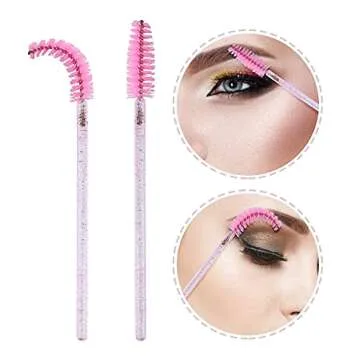 GCQQ 200PCS Crystal Pink Mascara Wands - Lightweight Lash Brushes