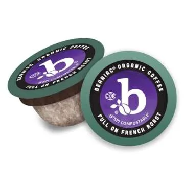 beaniac Organic Full On French Roast, Dark Roast, Single Serve Compostable K Cup Coffee Pods, Organic Arabica Coffee, Keurig Brewer Compatible, 30 Count