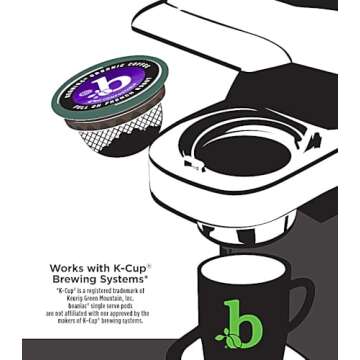 beaniac Organic Full On French Roast, Dark Roast, Single Serve Compostable K Cup Coffee Pods, Organic Arabica Coffee, Keurig Brewer Compatible, 30 Count