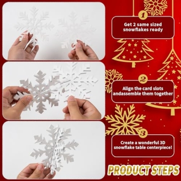 OuMuaMua Snowflake Christmas Table Decorations 12pcs Set
