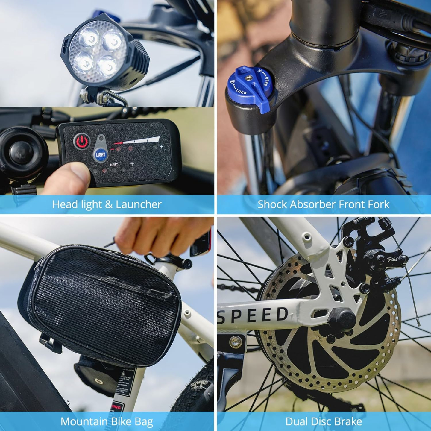 HOVERFLY OUREA Electric Bike 26", 750W Peak Motor Mountain Ebike, Up to 40 Miles 20MPH Removable Battery, 7-Speed and Shock Absorber, Electric Commuter Bike for Adults