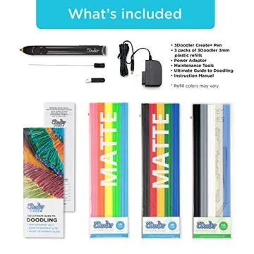 3Doodler Create+ 3D Printing Pen for Teens, Adults & Creators! - Black (2023 Model) - with Free Refill Filaments + Stencil Book + Getting Started Guide
