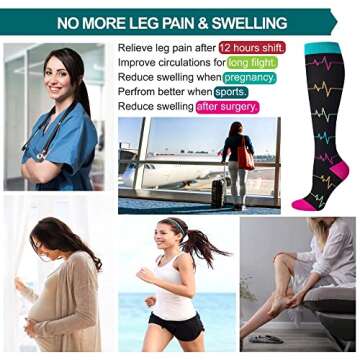 Compression Socks Women and Men, 20-30mmHg, Best for Nurses, Travel, Pregnancy
