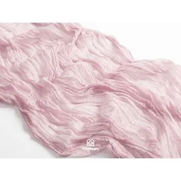 Vitalizart Cheesecloth Table Runner 10ft Gauze Boho Rustic Pink Cheese Cloth Table Runner for Wedding Bridal Shower Fall Thanskgiving Decoration 120 Inches