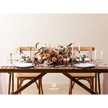 Vitalizart Cheesecloth Table Runner 10ft Gauze Boho Rustic Pink Cheese Cloth Table Runner for Wedding Bridal Shower Fall Thanskgiving Decoration 120 Inches