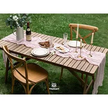 Vitalizart Cheesecloth Table Runner 10ft Gauze Boho Rustic Pink Cheese Cloth Table Runner for Wedding Bridal Shower Fall Thanskgiving Decoration 120 Inches