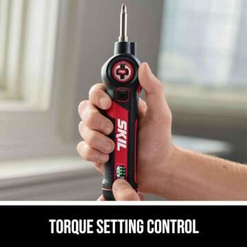 SKIL Twist 2.0 Rechargeable 4V Screwdriver with Pivoting Head, Torque Setting, USB-C Charging Cable & 2PC Bit Set-SD5619-01