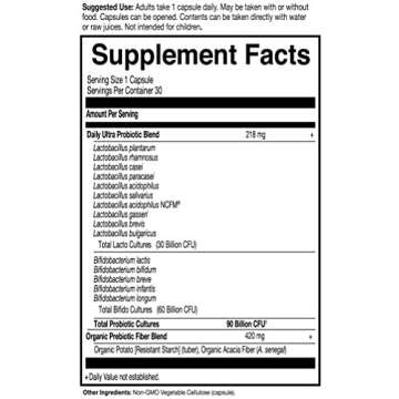 Garden of Life Probiotics for Women and Men - Dr. Formulated Once Daily Ultra 90 Billion Adult Probiotic for Digestive Health, Immune System Support, Acidophilus, Prebiotics - 30 Vegetarian Capsules