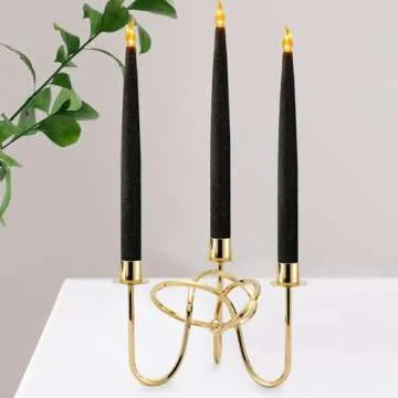 FURORA LIGHTING Black Glittery LED Taper Candles Pack of 6, Flameless Flickering Taper Candles with Timer for Home Décor Holiday Décor, Battery Operated