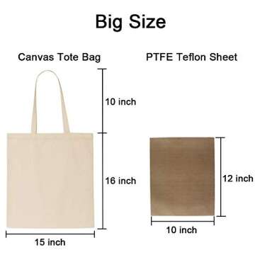 FunisFun 12 Pack Blank Canvas Tote Bags Bulk Reusable Shopping Grocery Bag for Crafts with a PTFE Teflon Sheet DIY