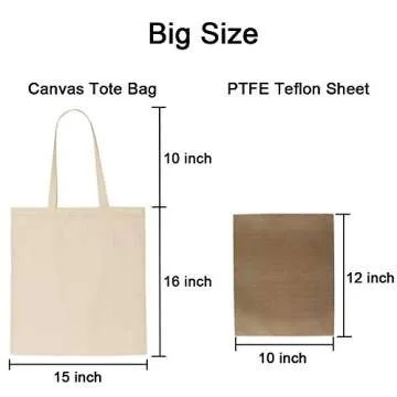 FunisFun 12 Pack Blank Canvas Tote Bags Bulk Reusable Shopping Grocery Bag for Crafts with a PTFE Teflon Sheet DIY