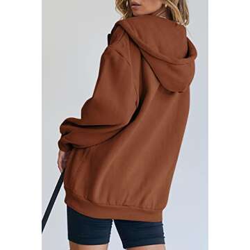 EFAN Women Zip Up Hoodies Oversized Sweatshirt Jacket 2024 Fall Fleece Cute Pullover Hooded Tops Teen Girls Casual Loose Fit Y2k Trendy Fashion Gym Clothes Outfits Brown S