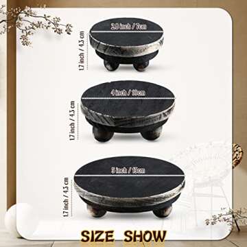 3-Piece Wooden Risers - Round Pedestals, Rustic Farmhouse Style, Tiered Tray for Home & Kitchen