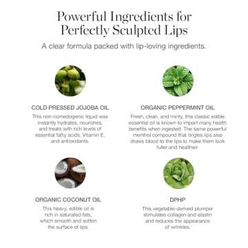 Ogee Sculpted Lip Oil - Lip Stain Made with 100% Organic Coconut Oil, Jojoba Oil, and Vitamin E - Best as Lip Balm or Overnight Lip Treatment - CLEAR