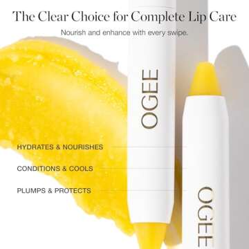 Ogee Sculpted Lip Oil - Lip Stain Made with 100% Organic Coconut Oil, Jojoba Oil, and Vitamin E - Best as Lip Balm or Overnight Lip Treatment - CLEAR