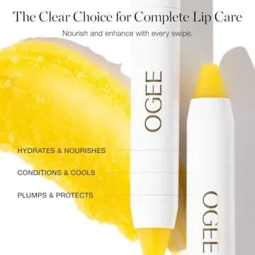 Ogee Sculpted Lip Oil - Lip Stain Made with 100% Organic Coconut Oil, Jojoba Oil, and Vitamin E - Best as Lip Balm or Overnight Lip Treatment - CLEAR