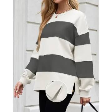 ZESICA Women's Cozy Fall Sweatshirt Stylish Fleece Pullover