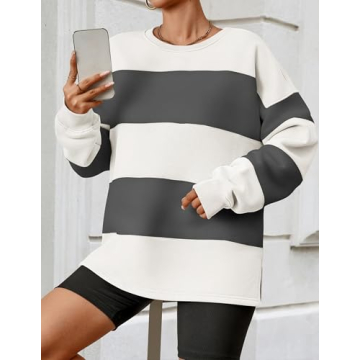 ZESICA Women's Cozy Fall Sweatshirt Stylish Fleece Pullover