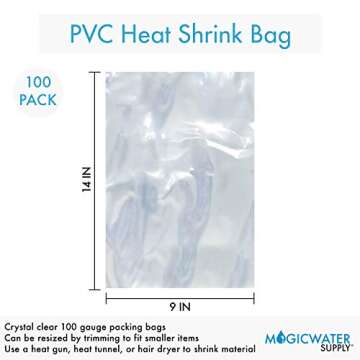 9x14 inch Odorless, Clear, 100 Guage, PVC Heat Shrink Wrap Bags for Gifts, Packagaing, Homemade DIY ...