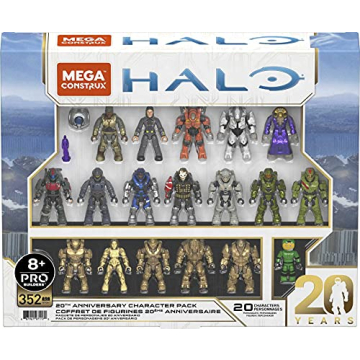 MEGA Halo Action Figure Building Toy Set - 20th Anniversary Collector Pack with 20 Poseable Figures